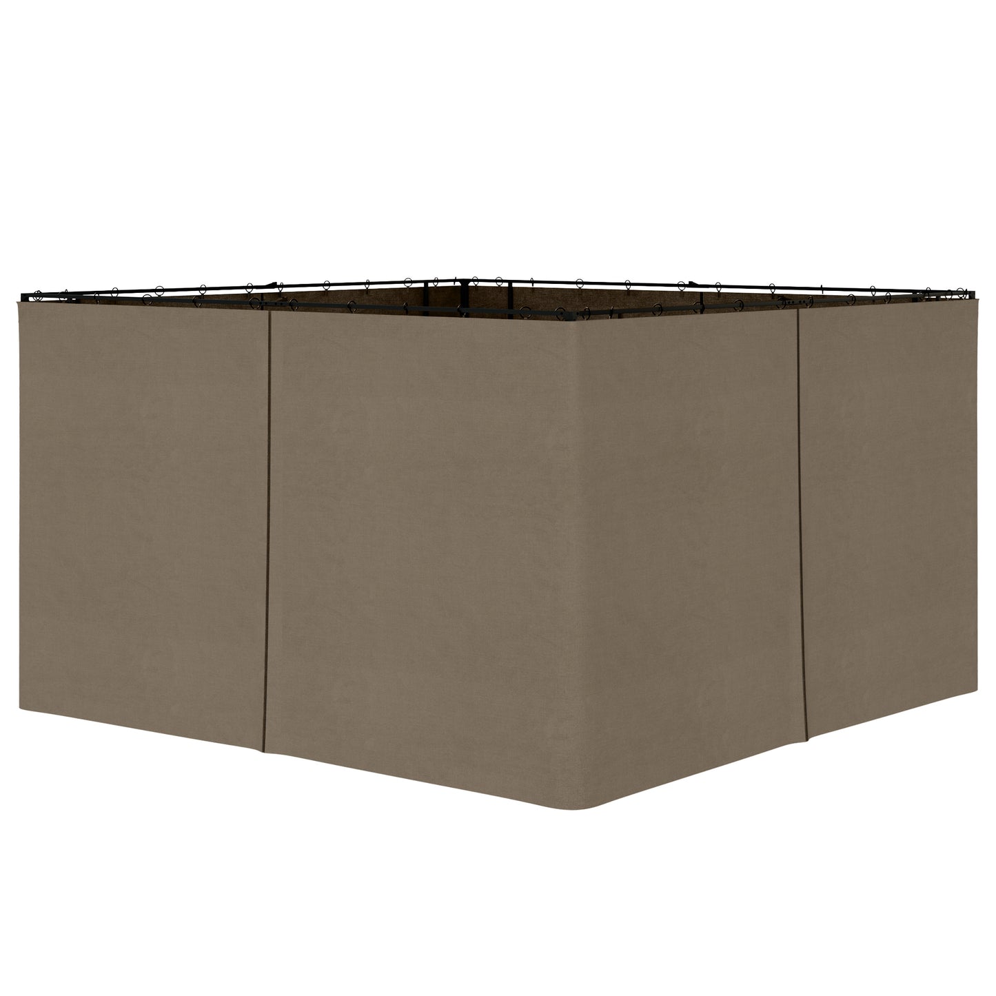 Gazebo Sidewall Set with Hooks and C-Rings - Dark Brown