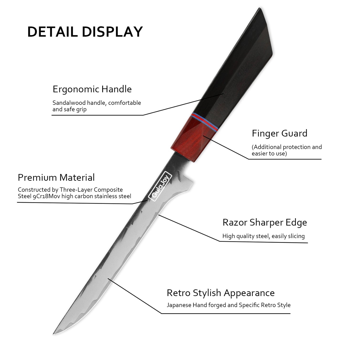Japanese Boning Knife with Sandalwood Handle - 3-Layer HC Steel