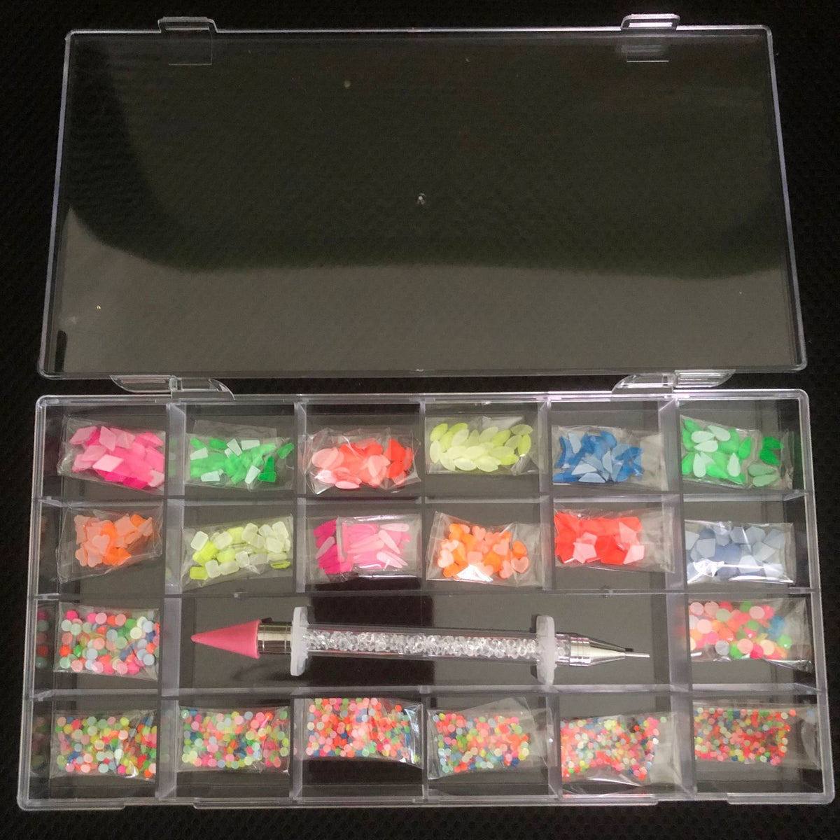 Nail Art Drill Kit with Glass Diamond Organizer Box