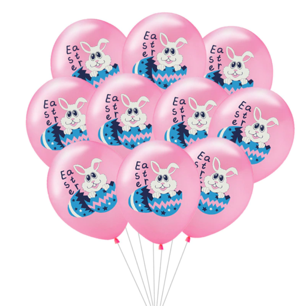 12-Inch Bunny Easter Latex Balloons - Pack of Multiple Colors