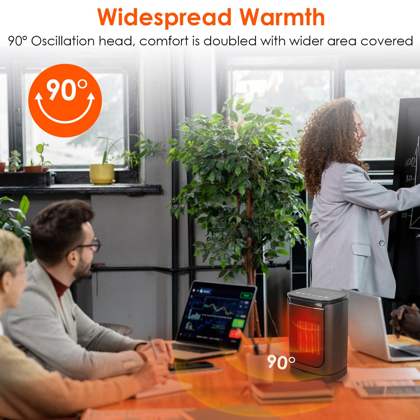1500W Oscillating Ceramic Space Heater with Remote - Indoor Home & Office Heating