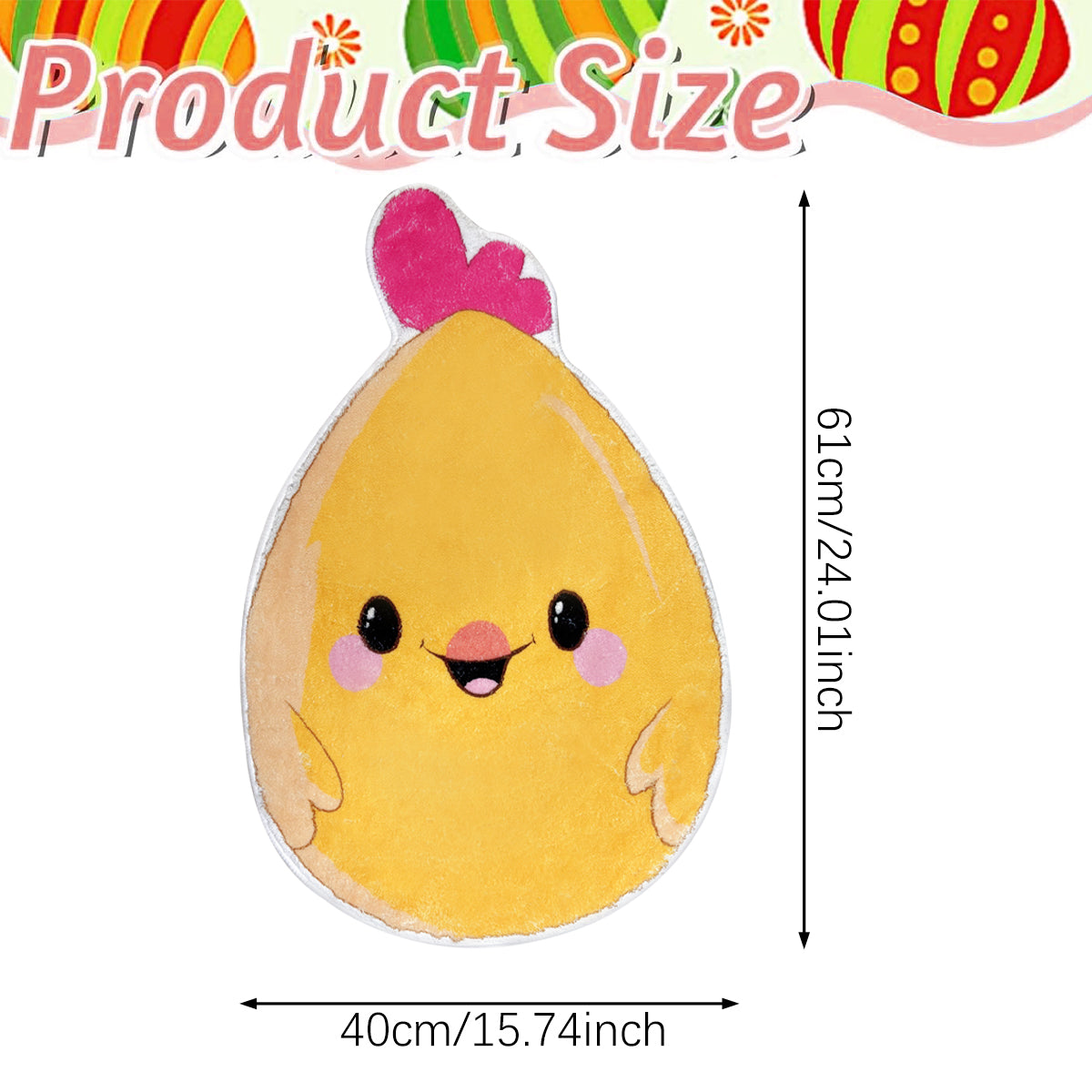 Chick Bathroom Rug - 24x15 Inch Non-Slip Washable Yellow Bath Mat