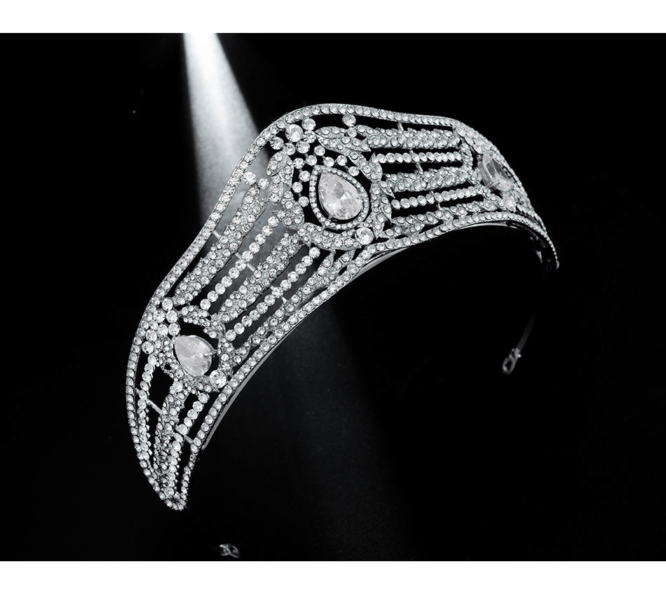 Zircon Bridal Crown Tiara - Silver Alloy Rhinestone