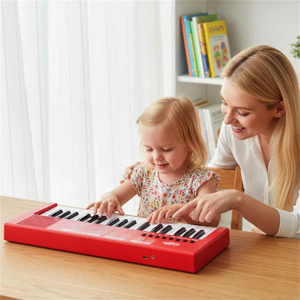 Kids Electronic Keyboard with Microphone - 37 Keys, 8 Tones & Rhythms