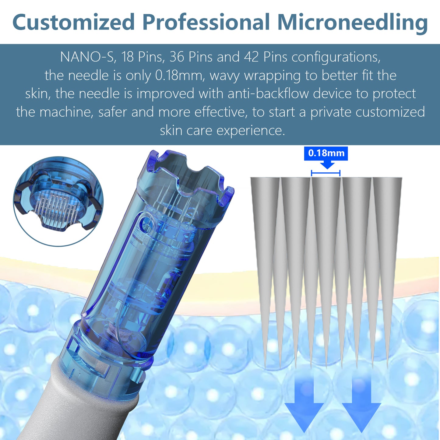 Microneedle Derma Roller Pen with 15 Replacement Heads - Skin Rejuvenation Tool