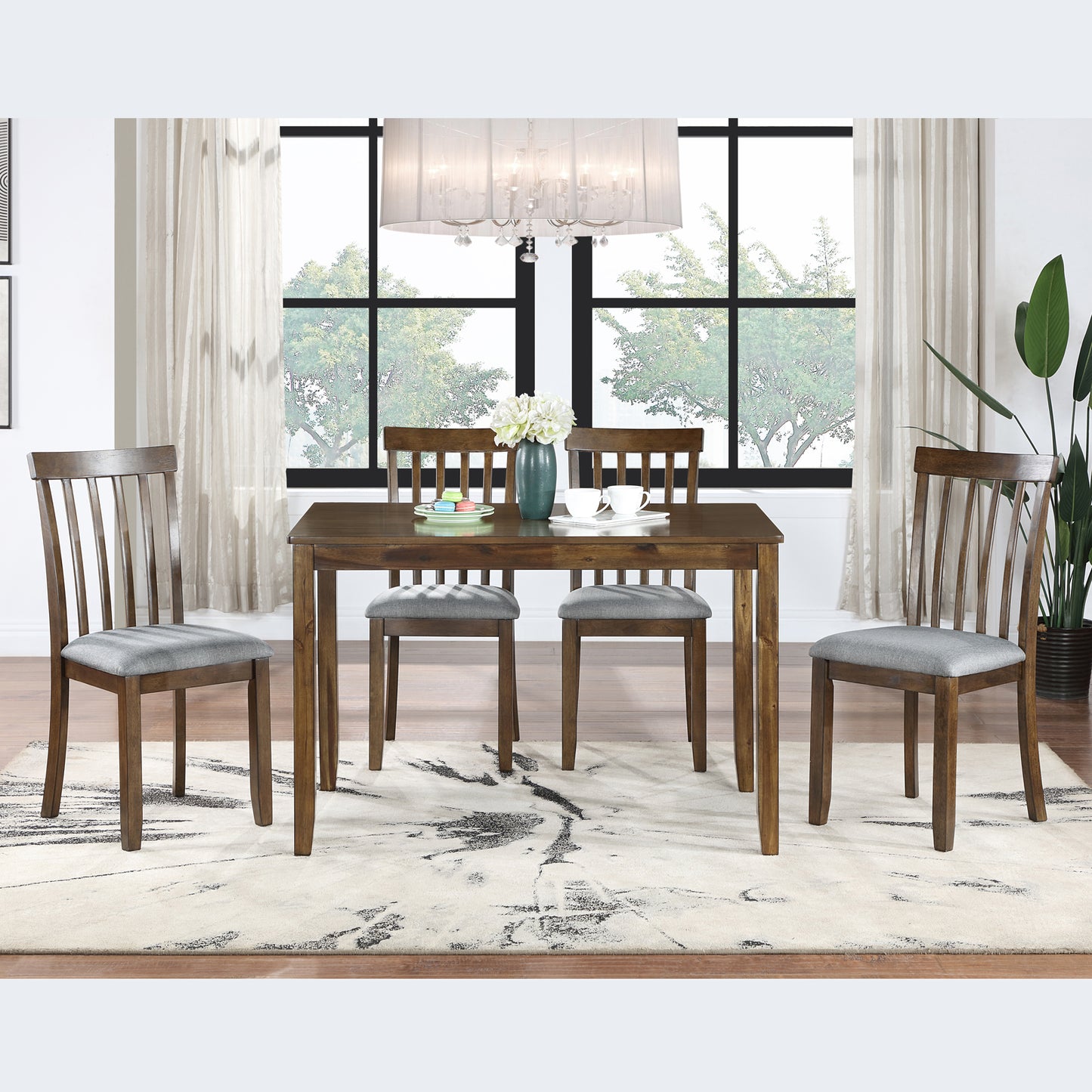 Walnut Rectangular Dining Table for 4 - Solid Acacia Wood