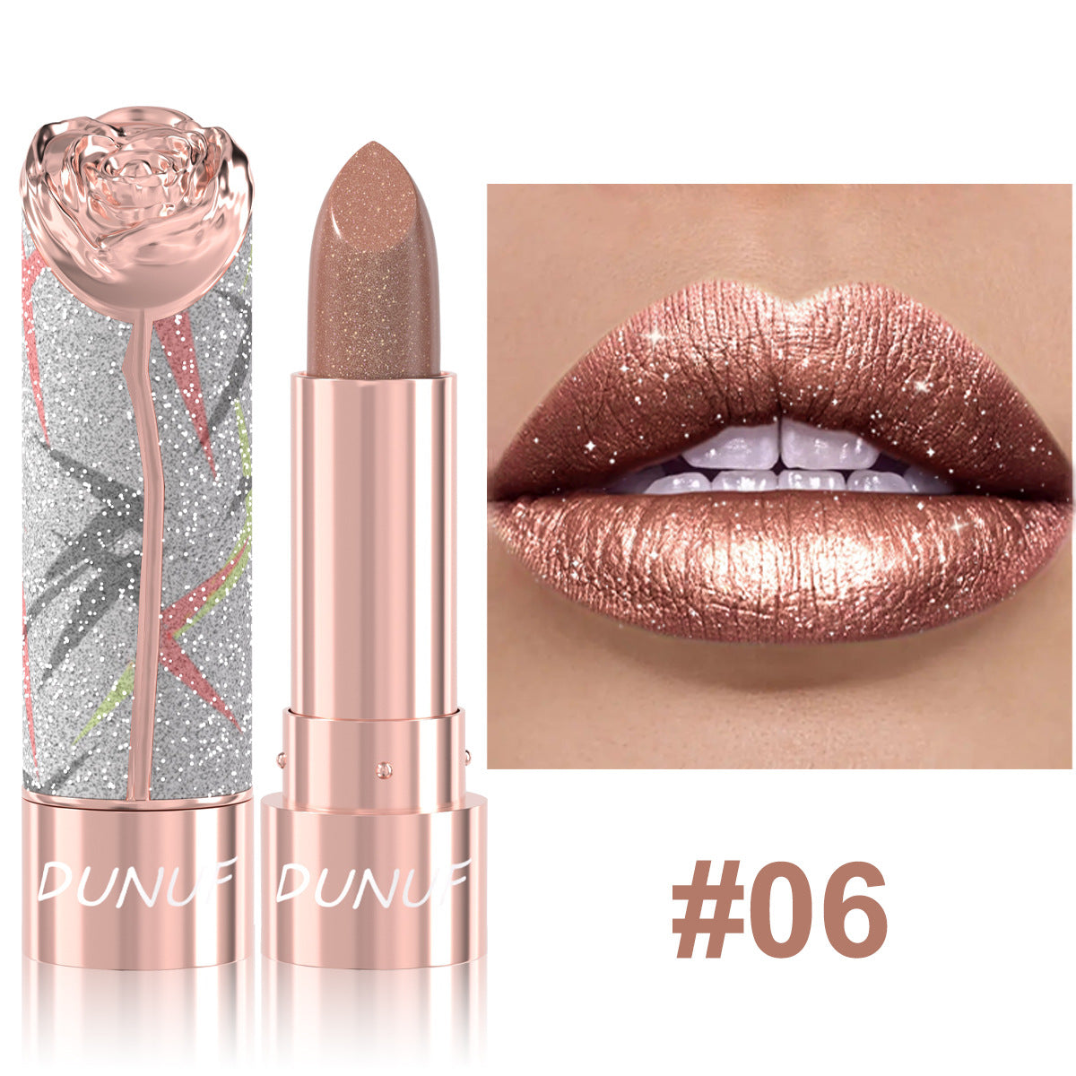 Pearlescent Metallic Lipstick with Gold Shimmer - 6 Colors, Starry Sky Series