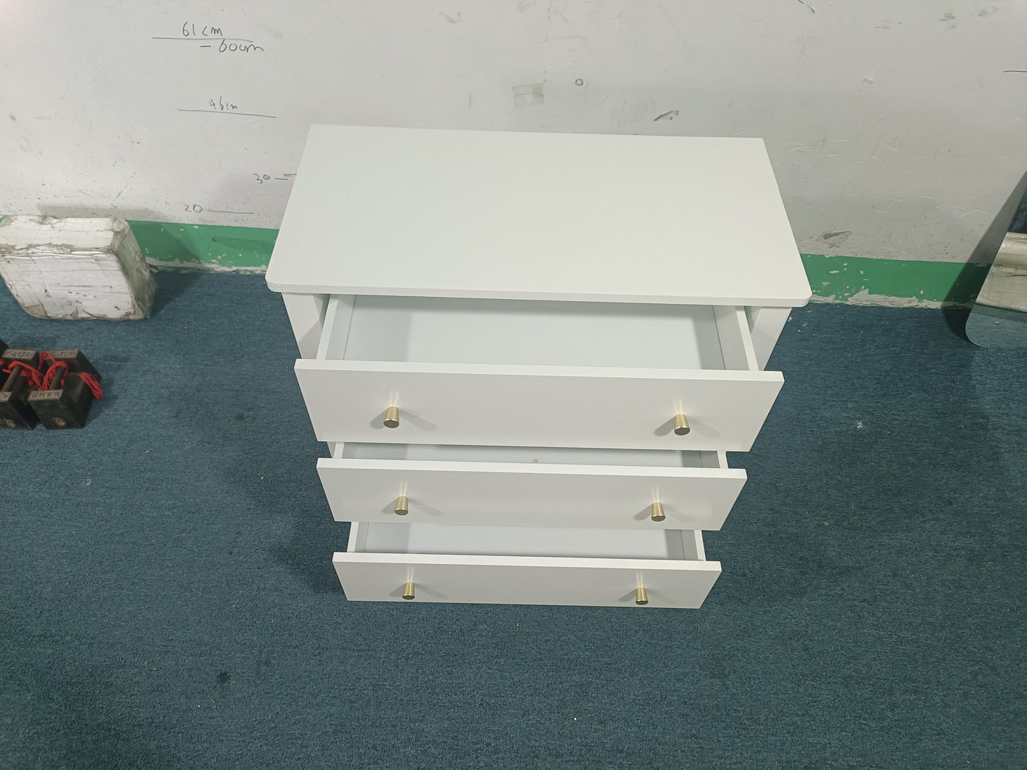 White 3 Drawer Dresser - Modern MDF Storage Cabinet