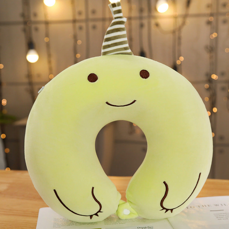 Cartoon Memory Cotton U-Shaped Cervical Pillow - Adjustable Colors