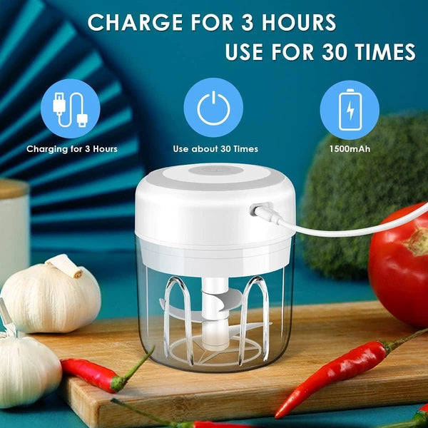 300ML Electric Garlic Press Chopper - Multi-Functional Food Mincer