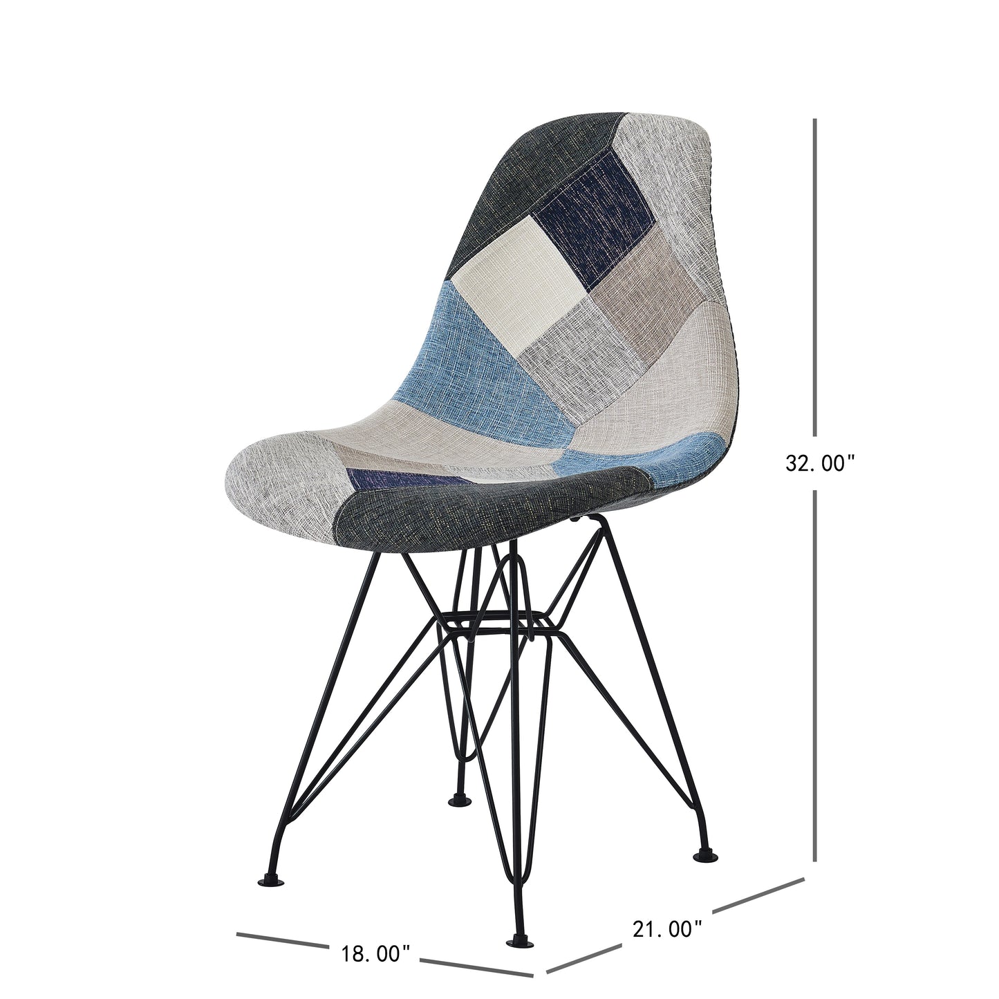 Patchwork Accent Chair Bohemian Style Fabric With Chromed Legs