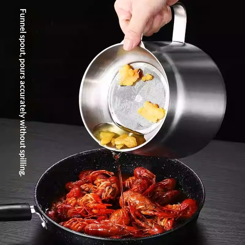 304 Stainless Steel Deep Fryer Strainer Set with Basket & Tongs - Leak-Proof Kitchen Tool