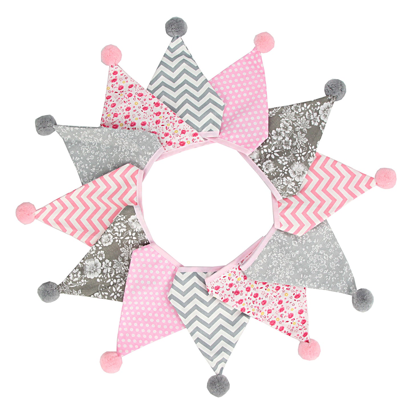 Cotton Wool Ball Triangle Flags Set for Home & Party Decor - 3.2m Length