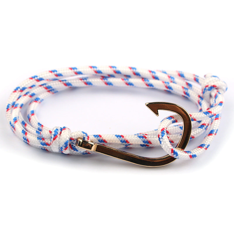 Adjustable Paracord Anchor Bracelet for Women and Men with Charm