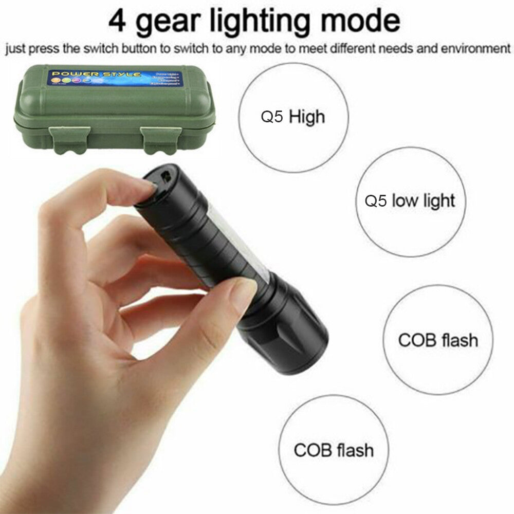Rechargeable LED Flashlight Set with Zoomable Focus 3 Modes Waterproof Camping Light