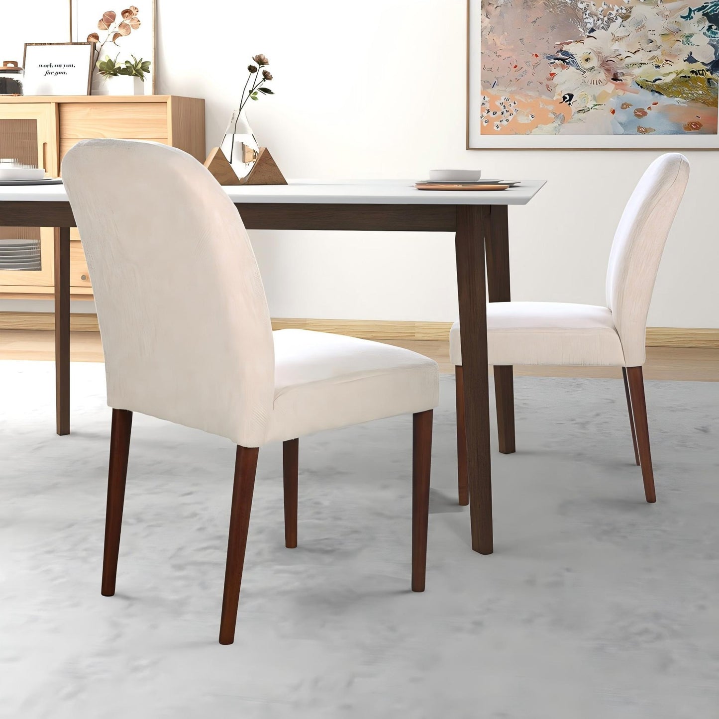 Capri Beige Fabric Dining Chair Set Of 2