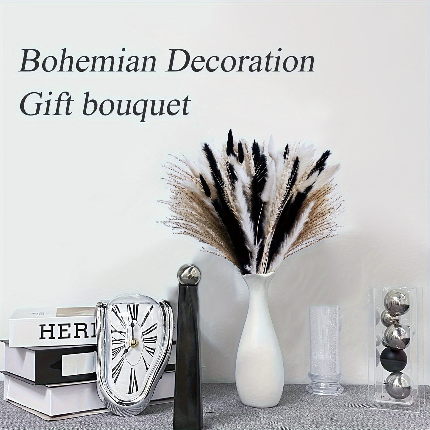 Dried Flower Bouquet - Preserved Grass Flower Arrangement for Home Decor