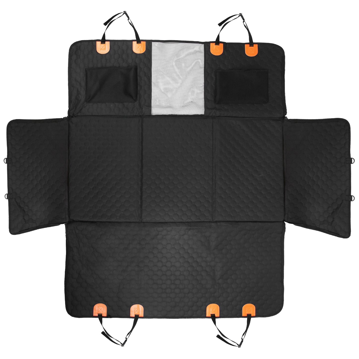 Waterproof Dog Car Seat Cover with Mesh Window & Storage Bags - Universal Fit