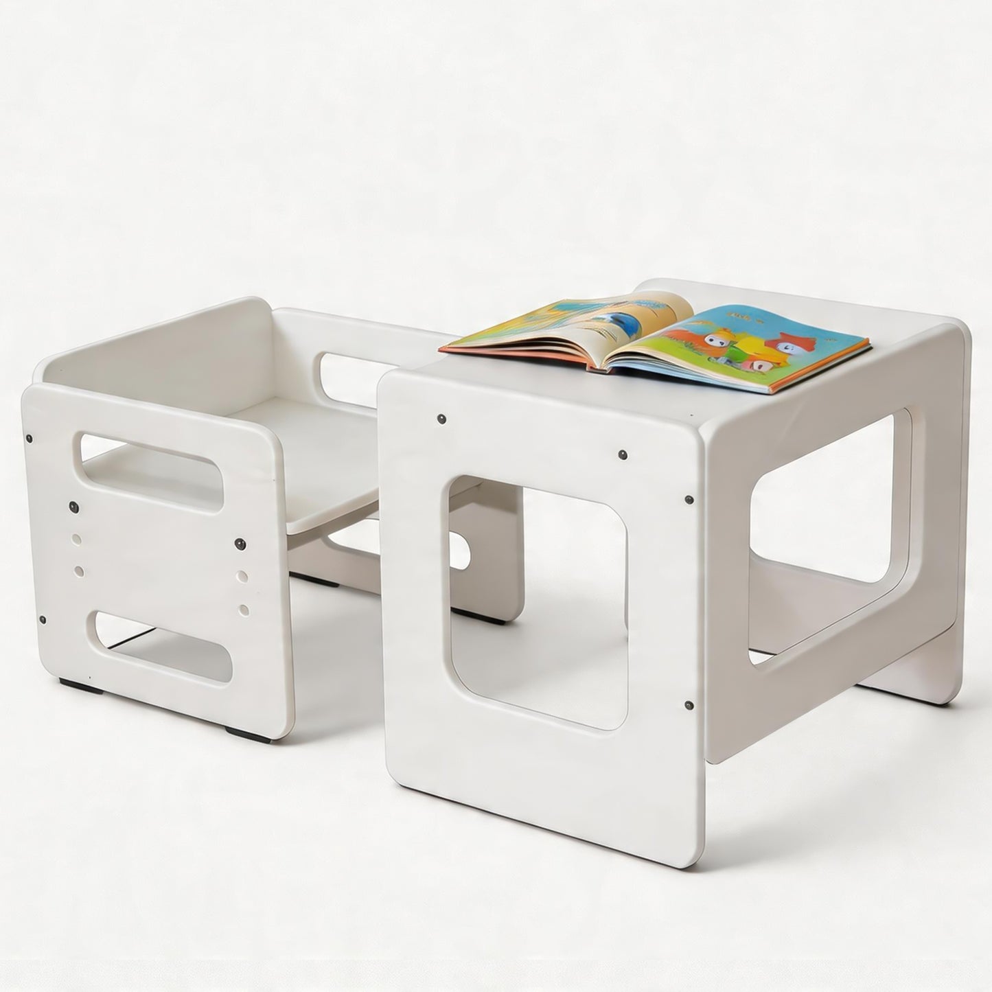Weaning Table And Chair Set Height Adjustable Wooden For 1 To 3 Years