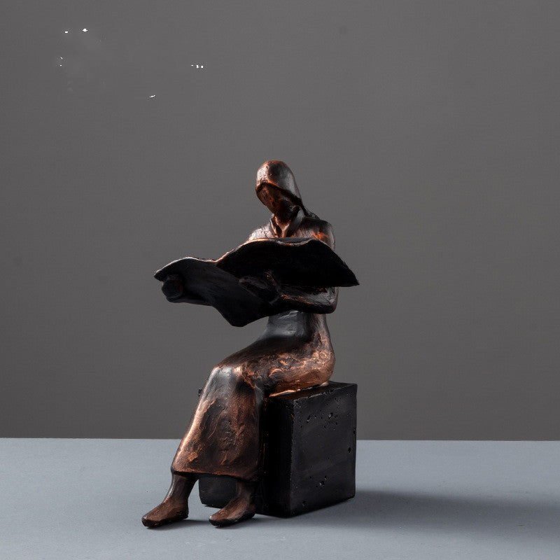 European Retro Reader Figure Ornaments for Home Decor - Resin Figurines
