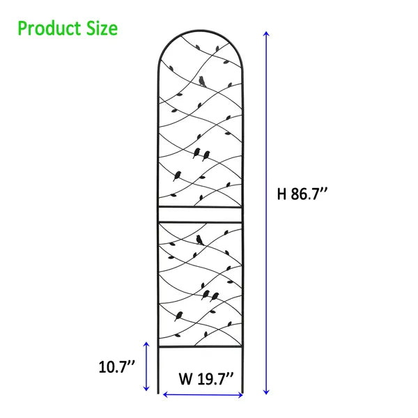 Metal Garden Trellis - 86.7" x 19.7" Rustproof Black Support for Climbing Plants