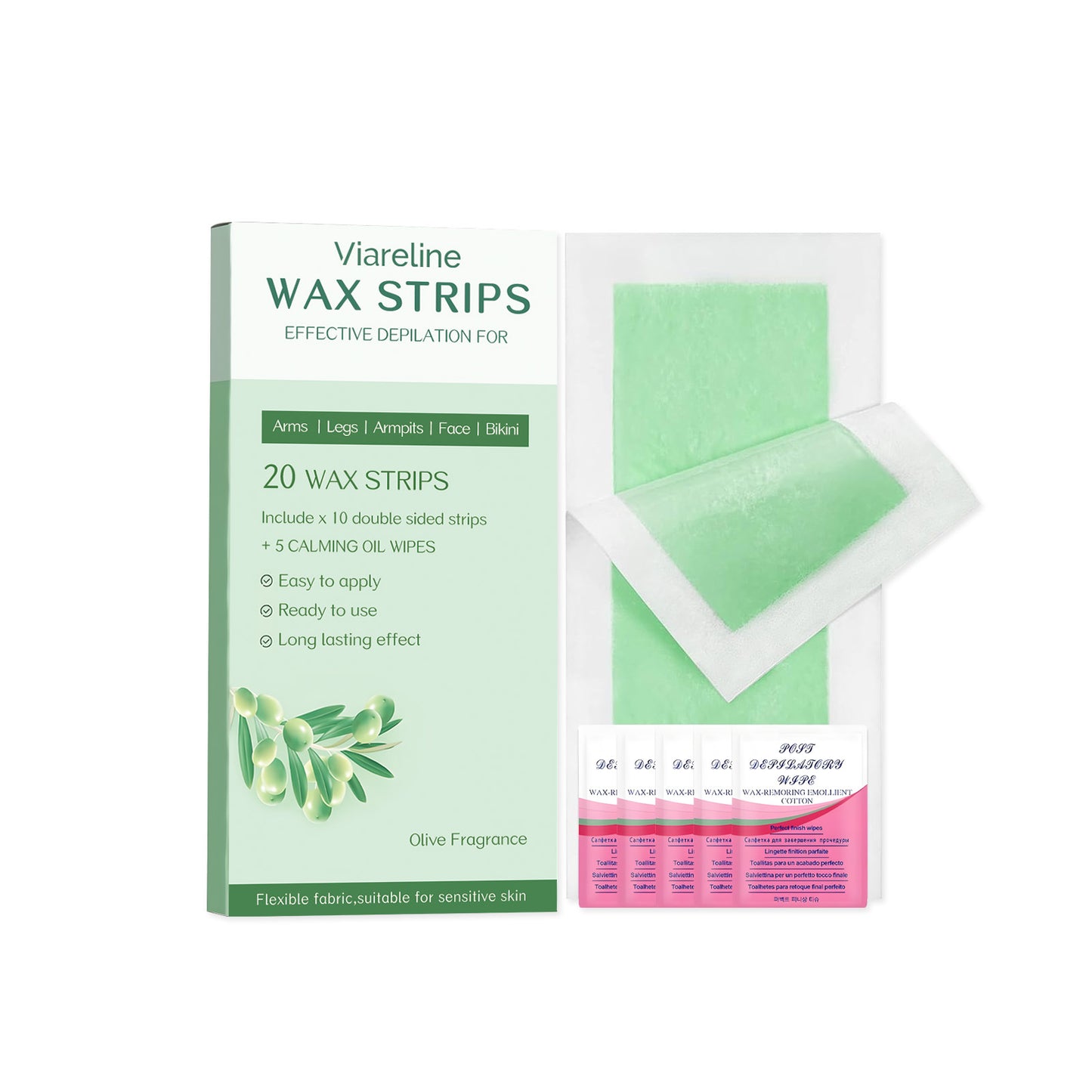 Facial and Body Hair Removal Wax Stickers - 20 Wipes