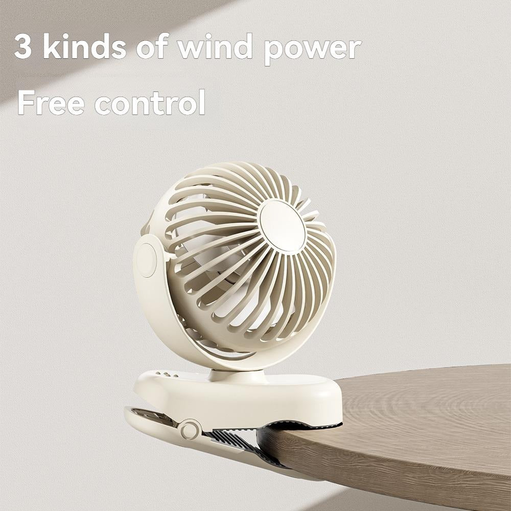 USB Clip-On Fan with 360° Adjustable Head Rechargeable Battery Quiet Operation