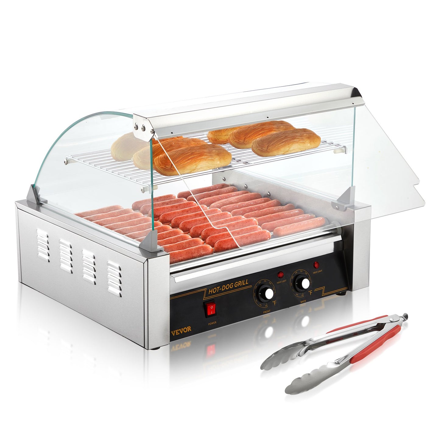 Hot Dog Roller Machine - 11 Rollers, 30 Hot Dog Capacity, 1650W