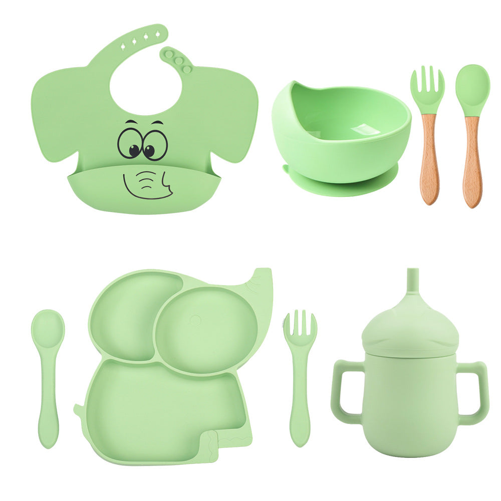 Silicone Solid Color Baby Tableware Set - Child Safe Dinnerware Kit