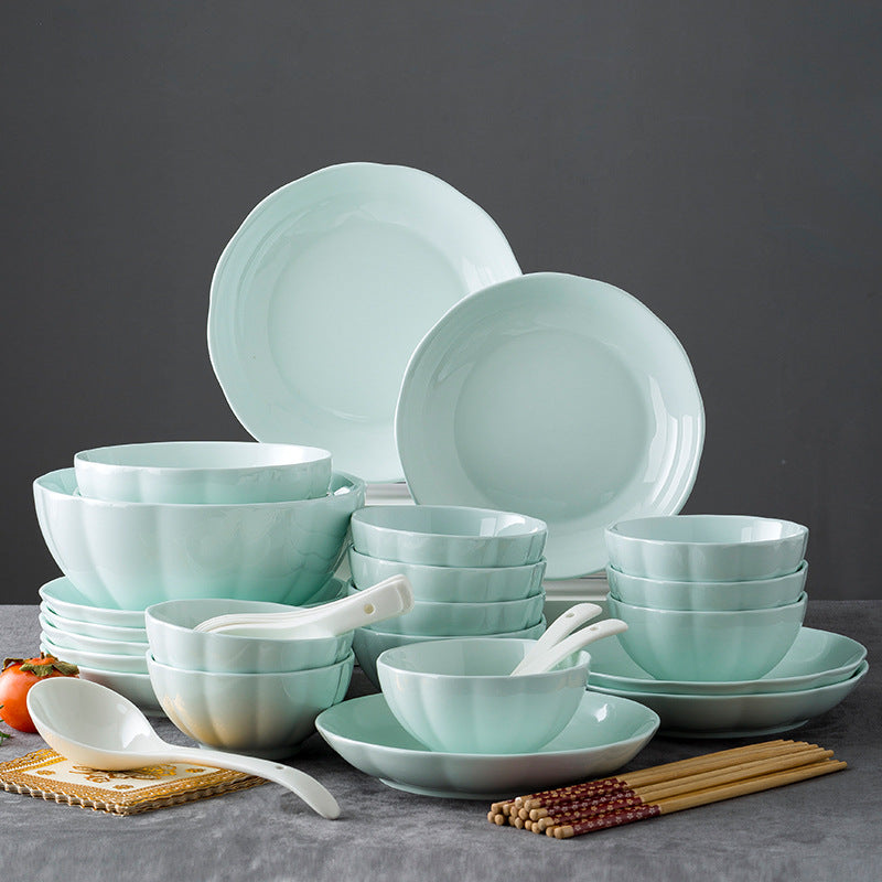 Japanese Korean Pumpkin Bowl Set Porcelain Tableware - Multiple Styles & Sizes