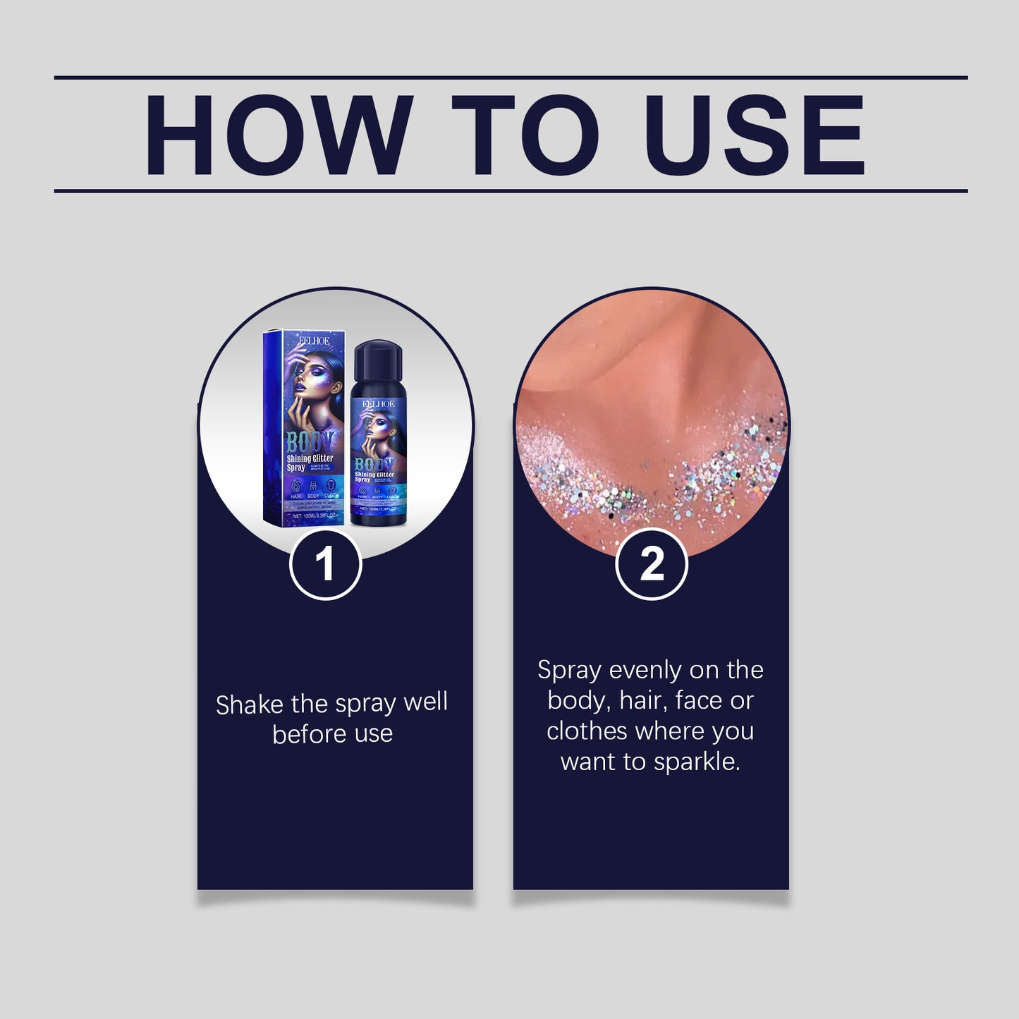 Long-Lasting Highlighter Glitter Spray for Face, Body and Hair
