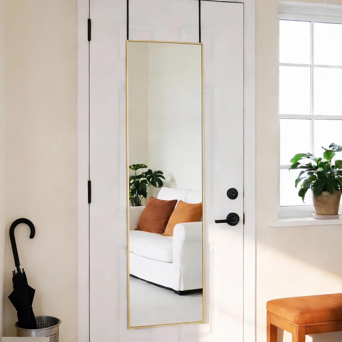 Full-Length Floor Mirror with Aluminum Frame - Versatile Wall-Mounted Design
