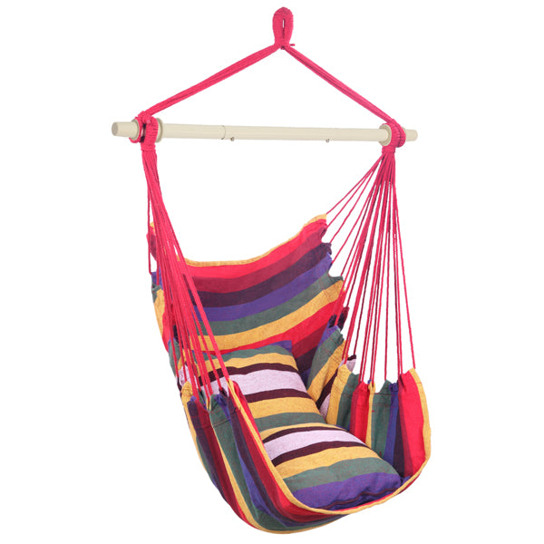 Rainbow Hanging Chair with 2 Pillows - Cotton Canvas