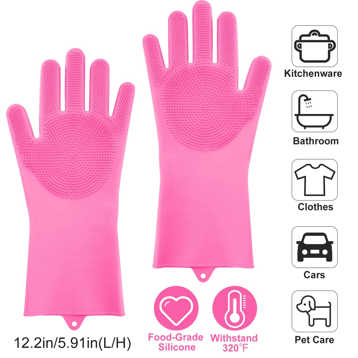 Silicone Dishwashing Gloves with Cleaning Sponge - Multi-Purpose