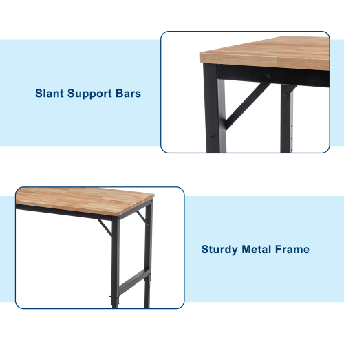 Heavy Duty Adjustable Workbench 48 Inch Garage Table with Rubber Pads & Steel Legs