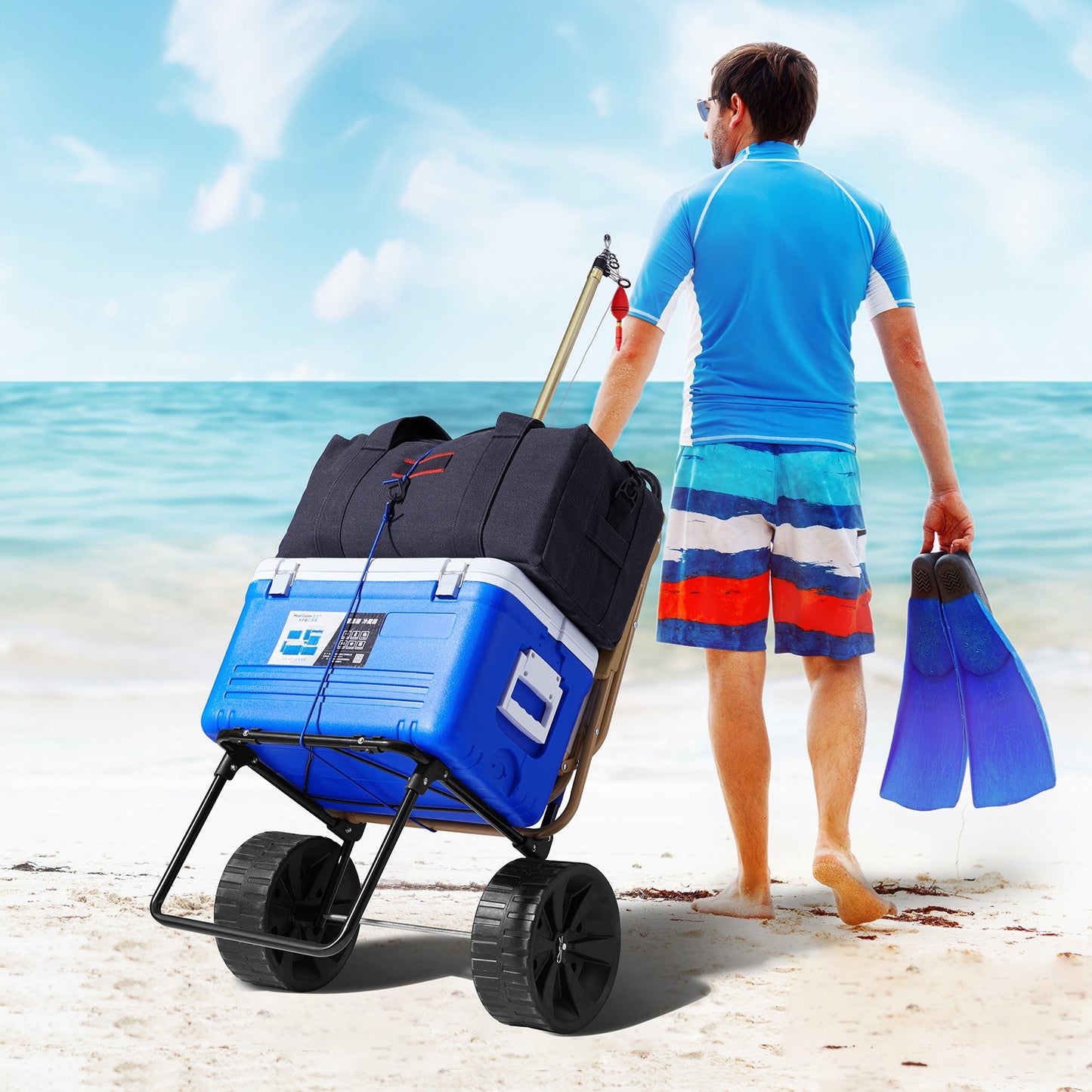 Heavy Duty Folding Beach Cart with Big Wheels - Sand & Terrain Transport