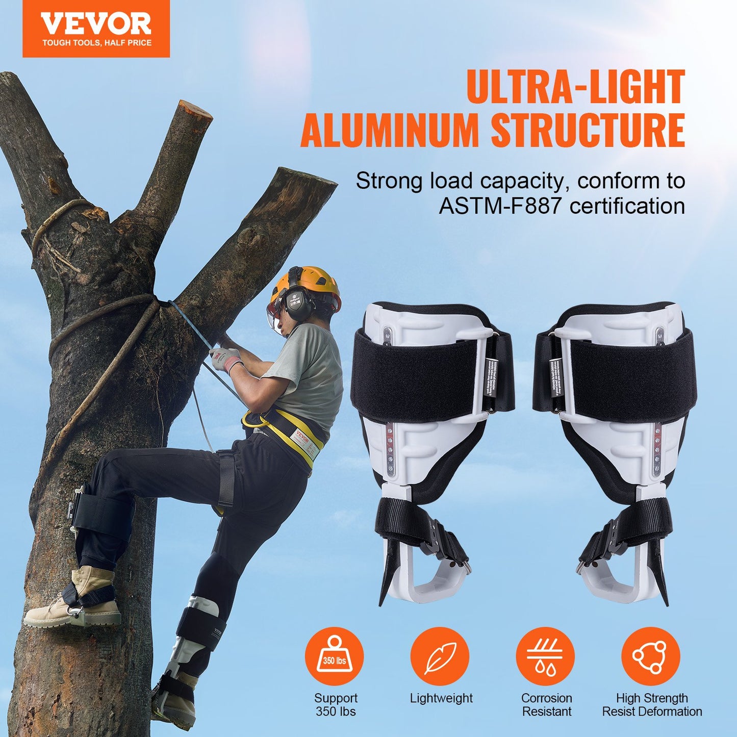 Tree Climbing Spikes - Aluminum Arborist Gear with Padding & Secure Straps