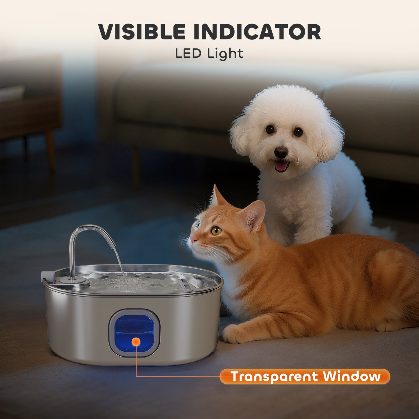 Stainless Steel Pet Water Fountain 7L with Filters Quiet Pump for Cats & Dogs