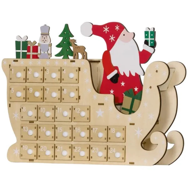 Christmas Advent Calendar with Santa Sleigh Design - 24 Days