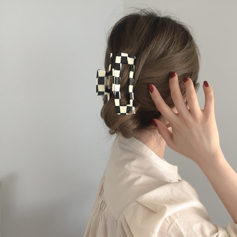 Retro Checkerboard Acetate Hair Clip