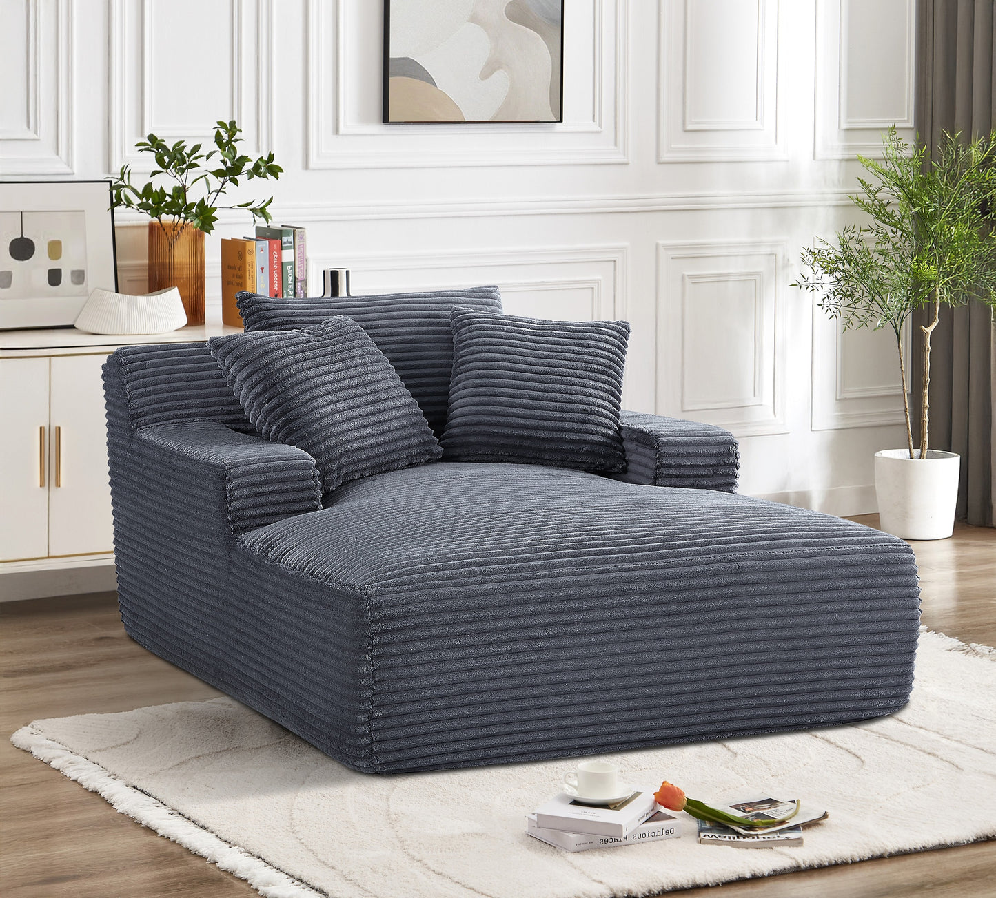 Cloudline Oversized Chaise Lounge Chair In Soft Corduroy, Modern