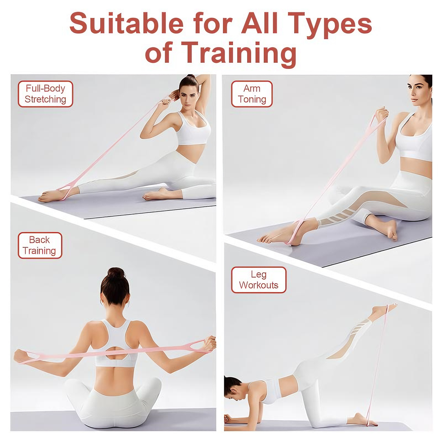 8-Shaped Silicone Yoga Resistance Band - Fitness Stretch Rope