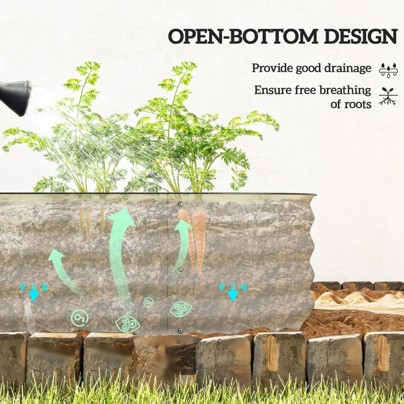 Galvanized Raised Garden Bed Kit, Metal Planter Box with Safety Edging - Cream