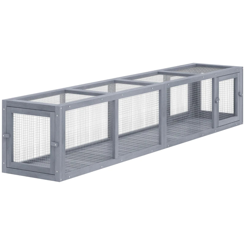 Wooden Cat Run with Weather Protection, Indoor & Outdoor Cat Shelter - Dark Gray