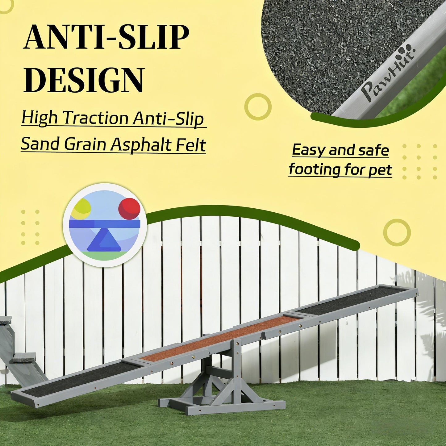 Wooden Dog Agility Seesaw for Outdoor Fun - Black & Brown