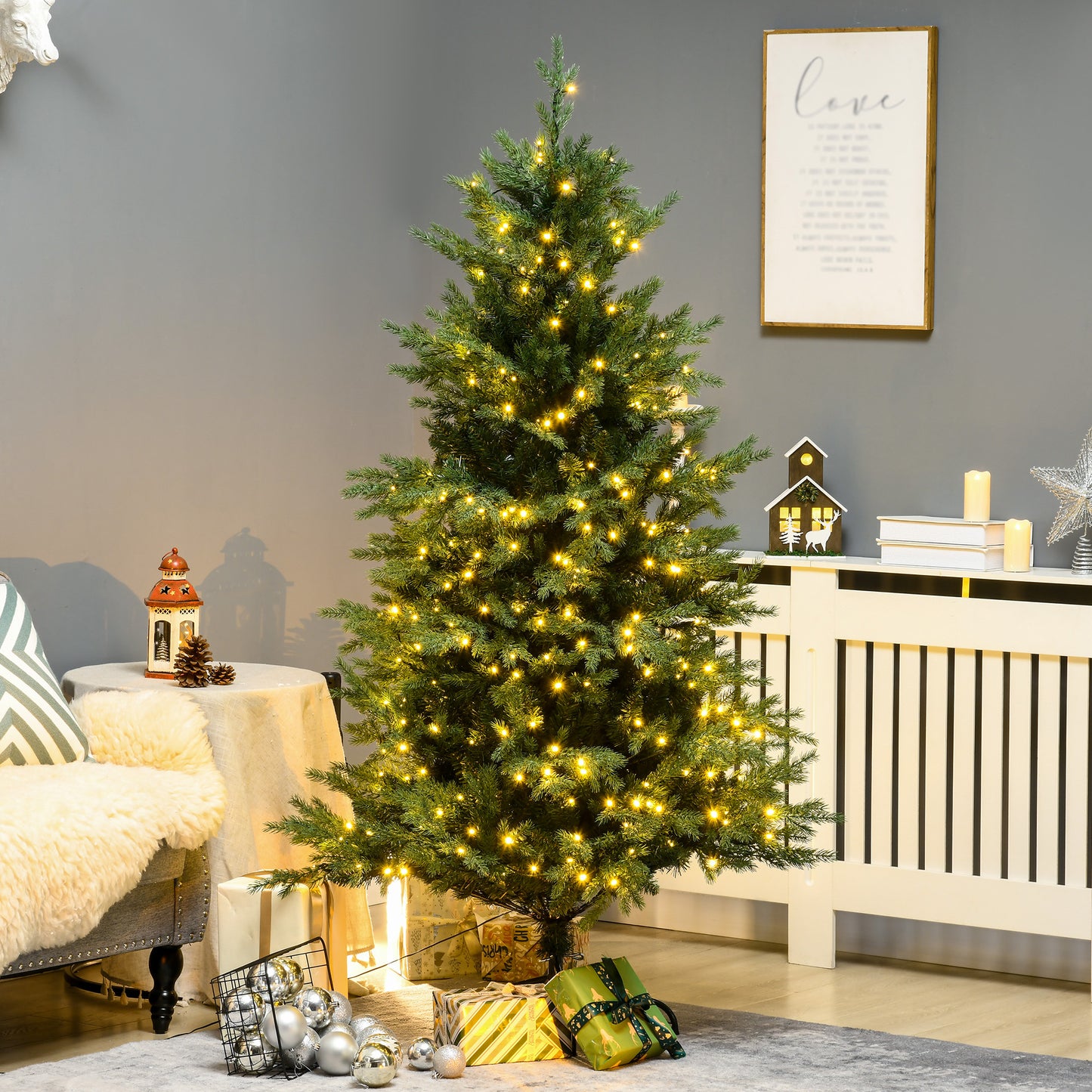 6ft Prelit Artificial Christmas Tree with Warm White LED Lights