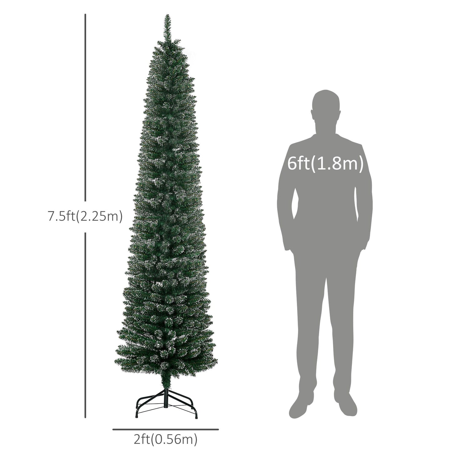 7.5FT Snow Dipped Artificial Christmas Tree with Stand - Green