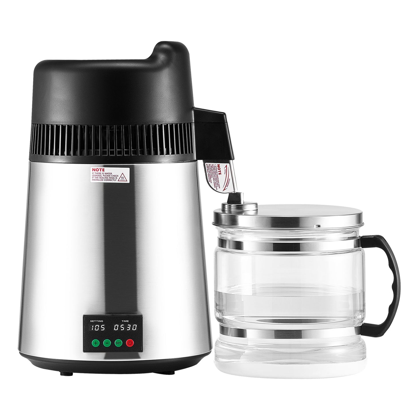 6L Water Distiller Machine - Countertop Purifier with Stainless Steel & Glass