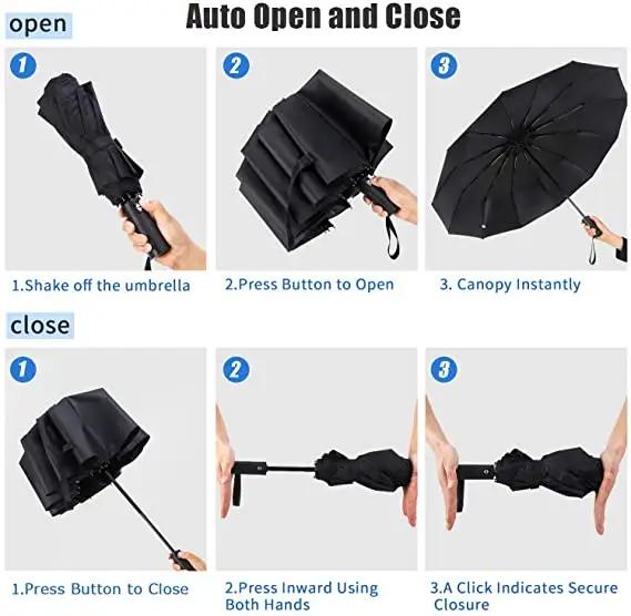 Automatic Foldable Travel Umbrella - Lightweight, Windproof