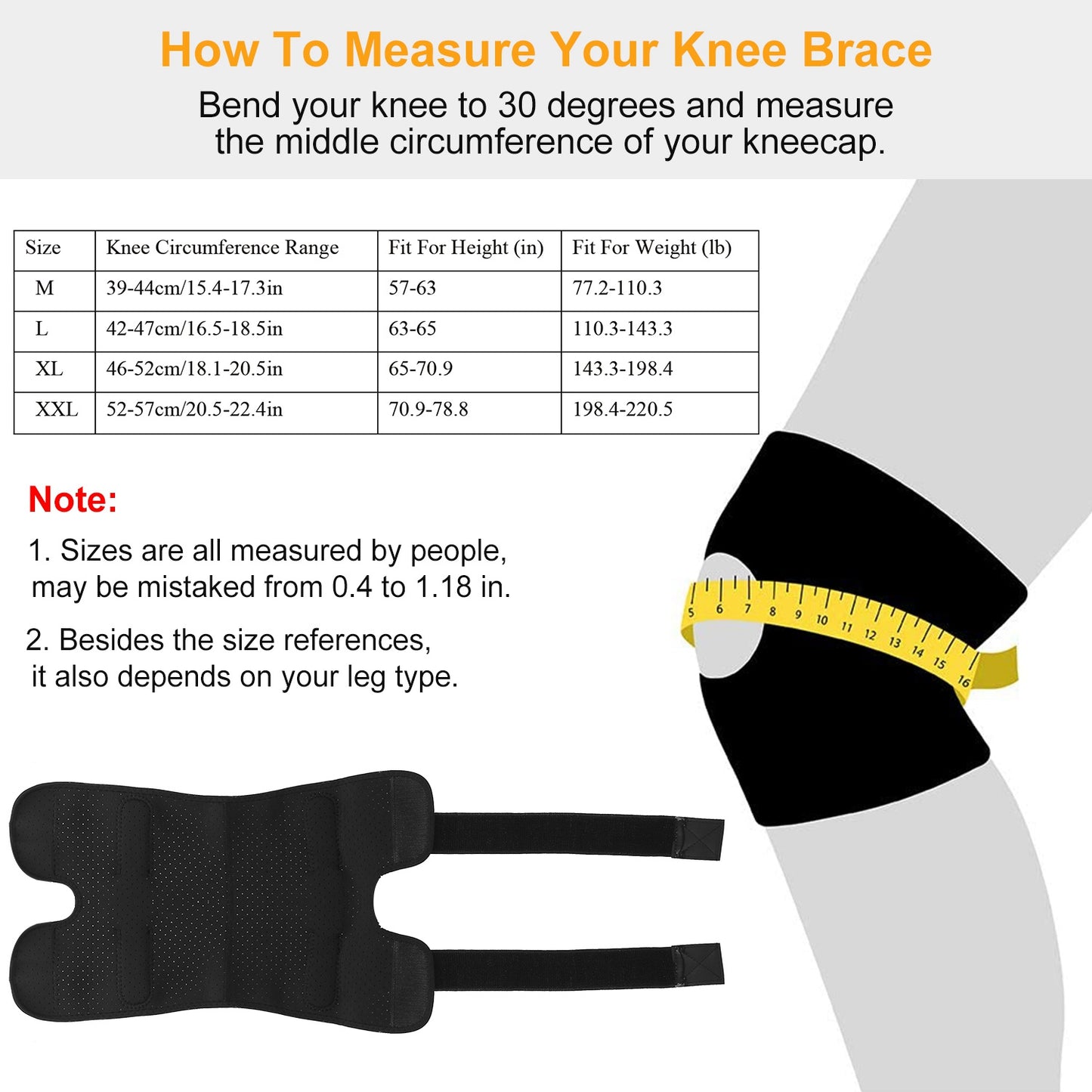 Adjustable Open Patella Knee Brace for Sports Support & Pain Relief